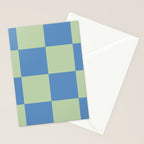 Blue and Light Green Checkerboard Pattern Stationery Card Gallery Image 2