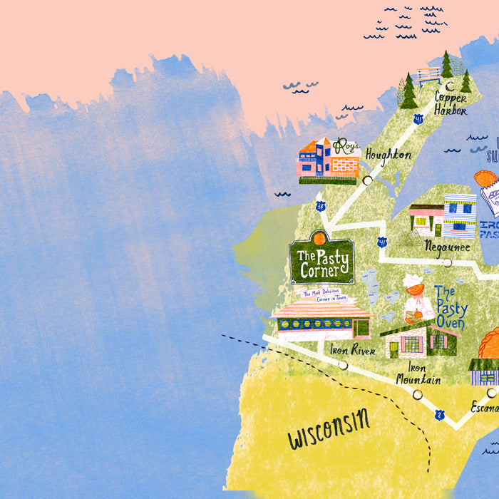 Map of Northern Michigan - Pasty Tour in Peach Coffee Mug Gallery Image 2