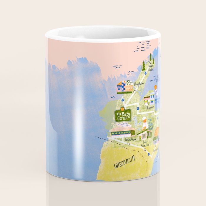 Map of Northern Michigan - Pasty Tour in Peach Coffee Mug Gallery Image 4