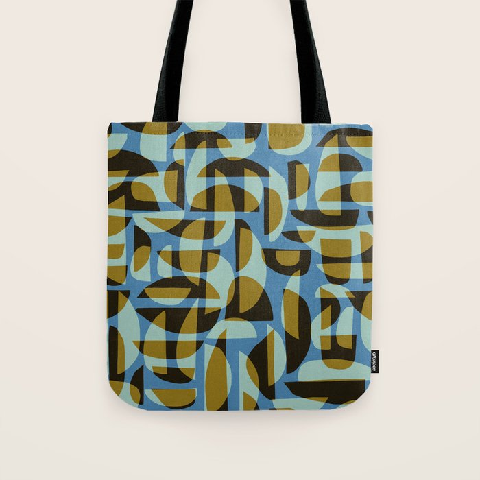 Simple Hand-cut Pattern #5 / Blue & Brown Tote Bag Gallery Image 1