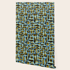 Simple Hand-cut Pattern #5 / Blue & Brown Wallpaper Gallery Image 2