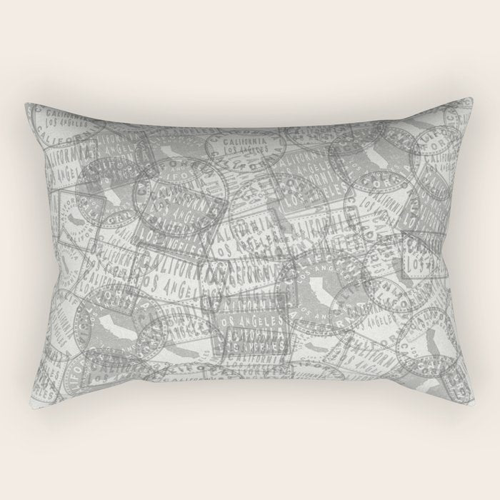 Vintage Los Angeles California Travel Stamp Pattern Rectangular Pillow Gallery Image 2