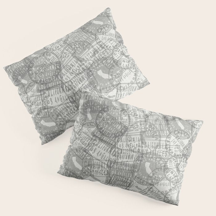 Vintage Los Angeles California Travel Stamp Pattern Pillow Sham Gallery Image 3