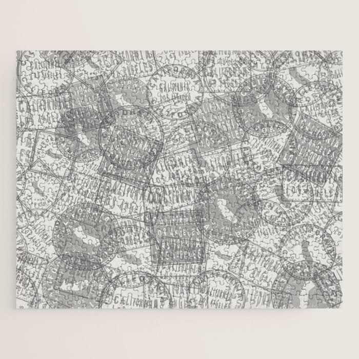 Vintage Los Angeles California Travel Stamp Pattern Jigsaw Puzzle Gallery Image 1