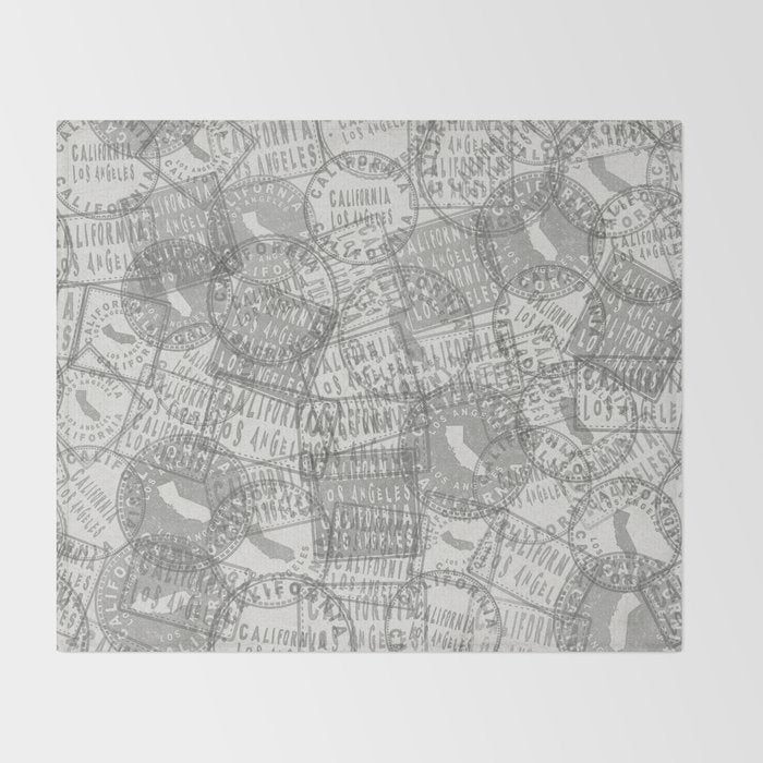 Vintage Los Angeles California Travel Stamp Pattern Throw Blanket Gallery Image 2