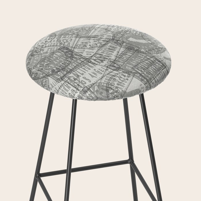 Vintage Los Angeles California Travel Stamp Pattern Stool Gallery Image 2