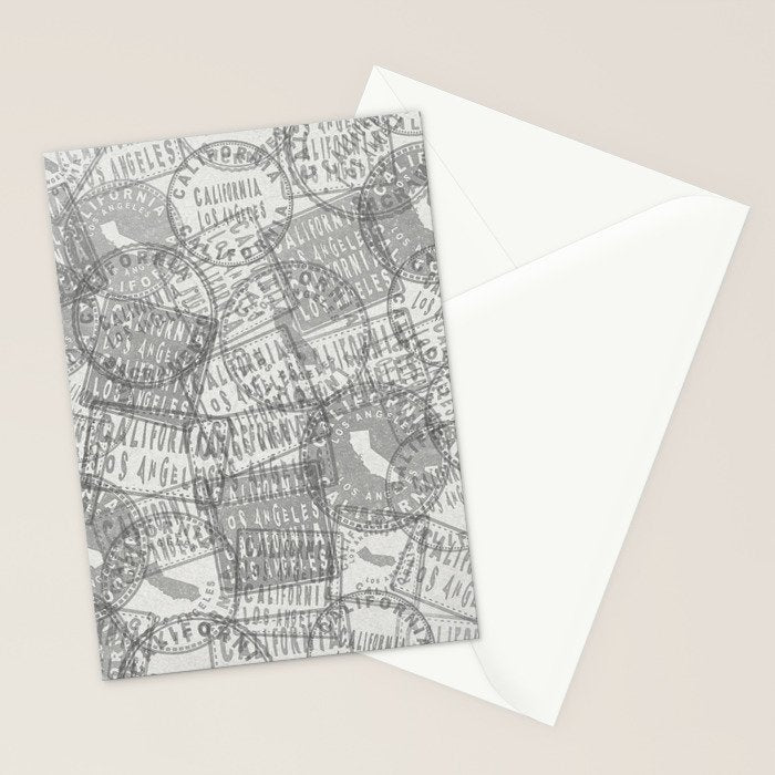 Vintage Los Angeles California Travel Stamp Pattern Stationery Card Gallery Image 2