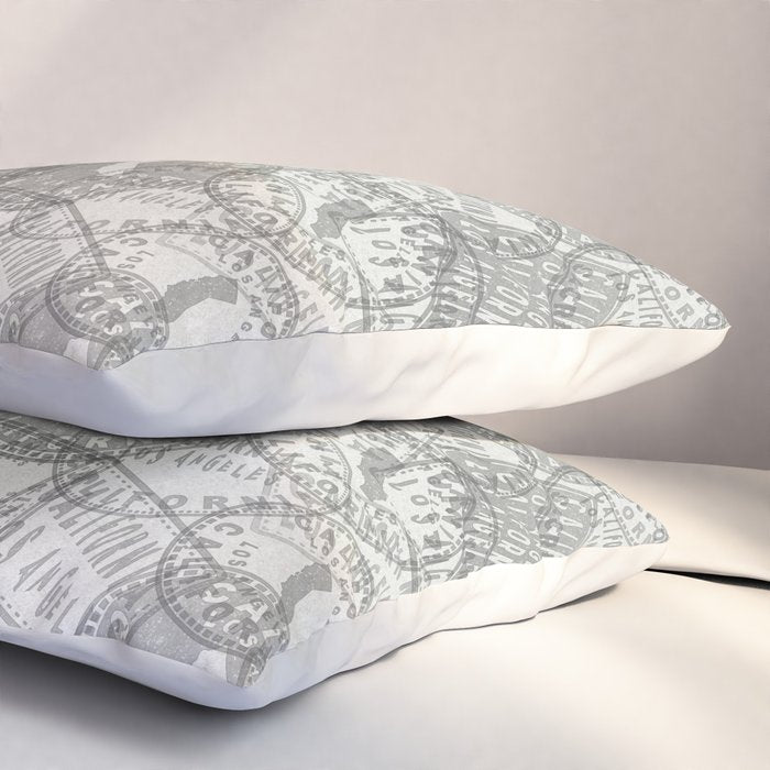 Vintage Los Angeles California Travel Stamp Pattern Pillow Sham Gallery Image 3