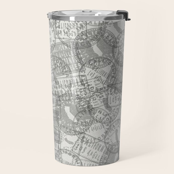 Vintage Los Angeles California Travel Stamp Pattern Travel Mug Gallery Image 2