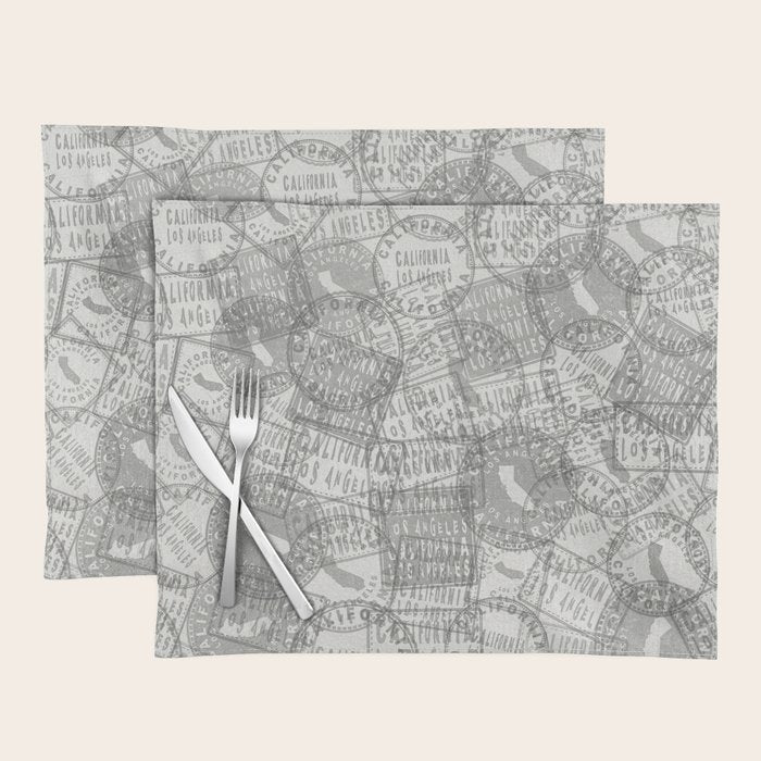 Vintage Los Angeles California Travel Stamp Pattern Placemat Gallery Image 1
