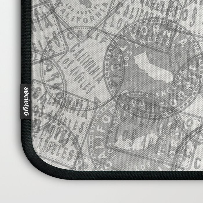 Vintage Los Angeles California Travel Stamp Pattern Laptop Sleeve Gallery Image 3
