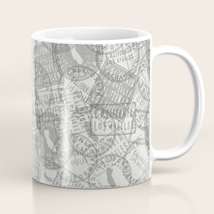 Vintage Los Angeles California Travel Stamp Pattern Coffee Mug Gallery Image 1