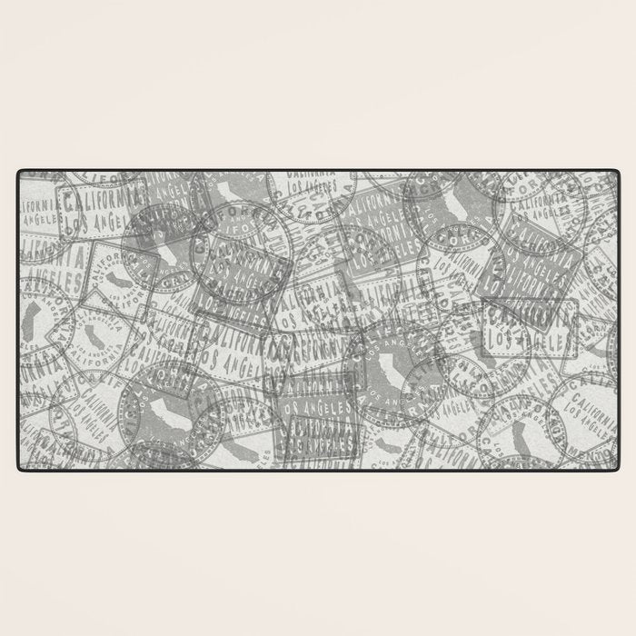 Vintage Los Angeles California Travel Stamp Pattern Desk Mat Gallery Image 3