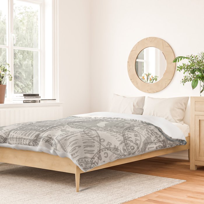 Vintage Los Angeles California Travel Stamp Pattern Duvet Cover Gallery Image 2