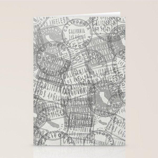 Vintage Los Angeles California Travel Stamp Pattern Stationery Card Gallery Image 1