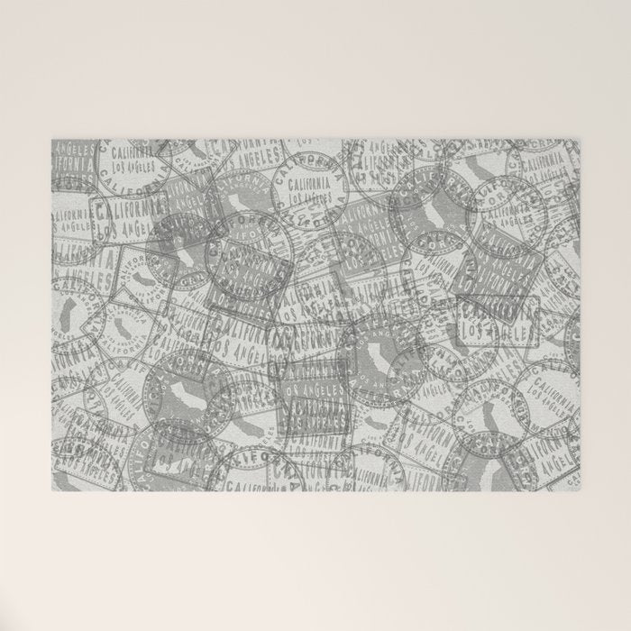 Vintage Los Angeles California Travel Stamp Pattern Welcome Mat Gallery Image 1