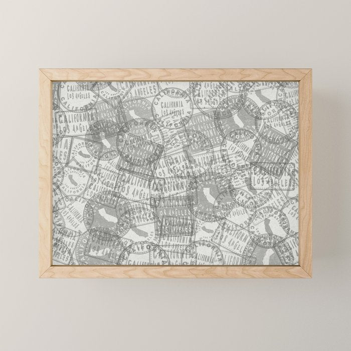 Vintage Los Angeles California Travel Stamp Pattern Mini Art Print Gallery Image 1