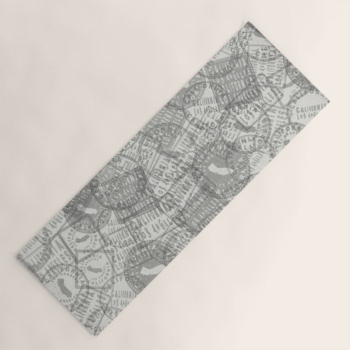 Vintage Los Angeles California Travel Stamp Pattern Yoga Mat Gallery Image 1