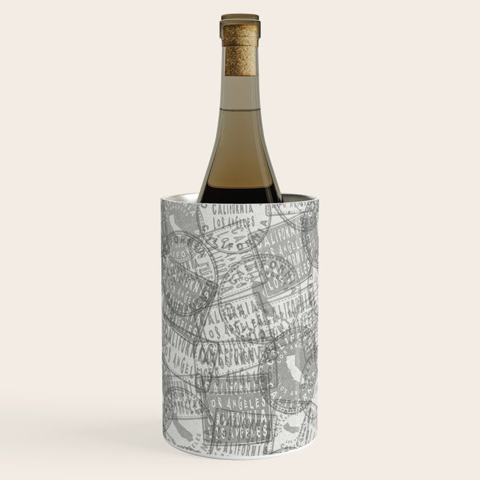 Vintage Los Angeles California Travel Stamp Pattern Wine Chiller Gallery Image 1