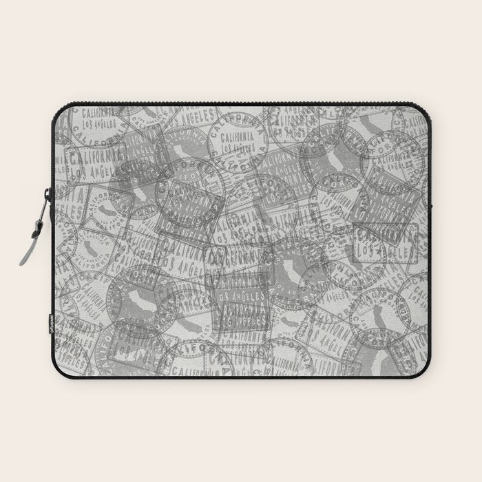 Vintage Los Angeles California Travel Stamp Pattern Laptop Sleeve Gallery Image 1