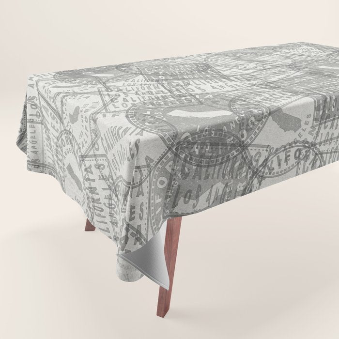 Vintage Los Angeles California Travel Stamp Pattern Tablecloth Gallery Image 1