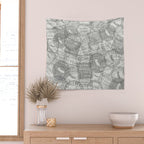 Vintage Los Angeles California Travel Stamp Pattern Wall Tapestry Gallery Image 2
