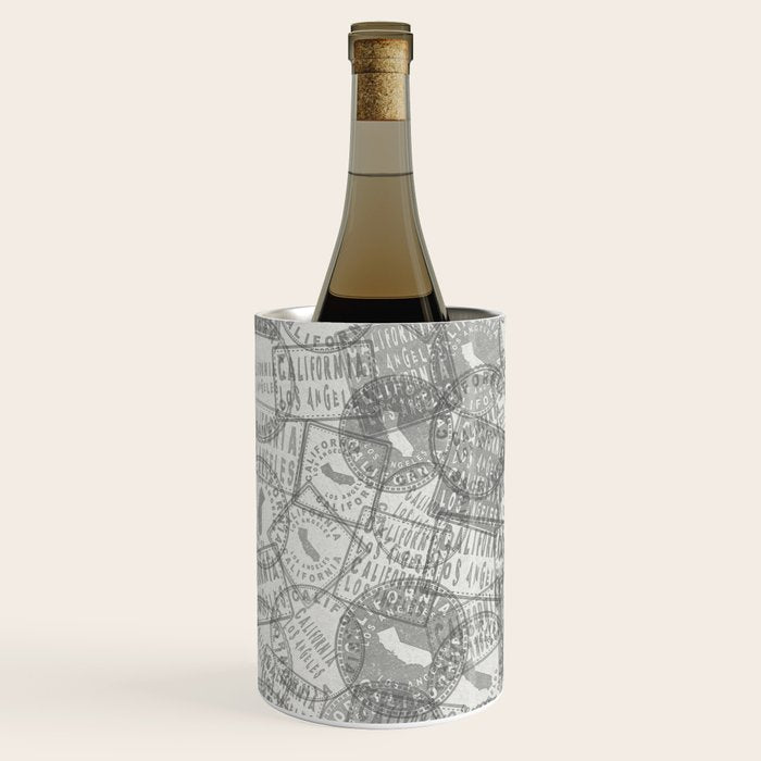 Vintage Los Angeles California Travel Stamp Pattern Wine Chiller Gallery Image 2