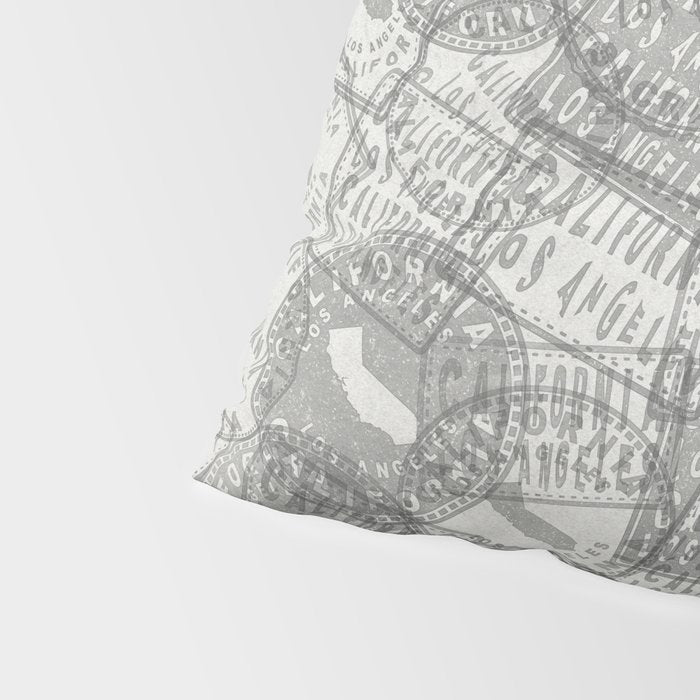 Vintage Los Angeles California Travel Stamp Pattern Pillow Sham Gallery Image 4