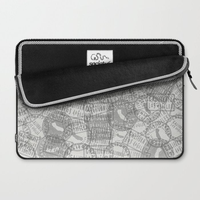 Vintage Los Angeles California Travel Stamp Pattern Laptop Sleeve Gallery Image 2