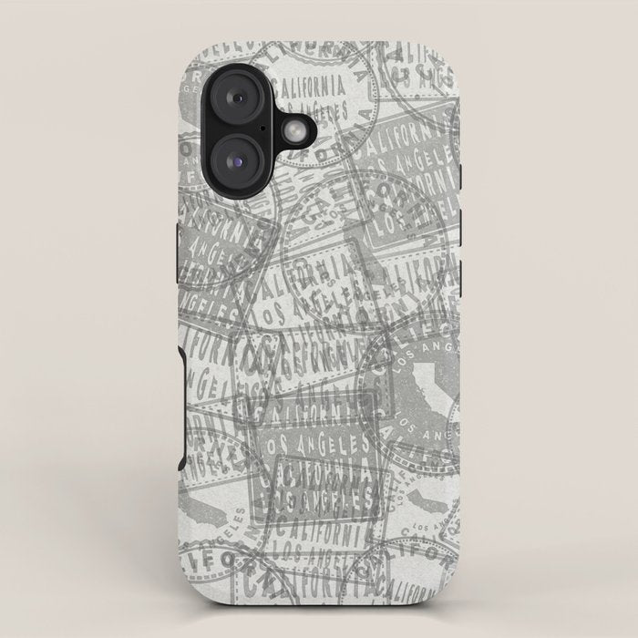 Vintage Los Angeles California Travel Stamp Pattern iPhone Case Gallery Image 1