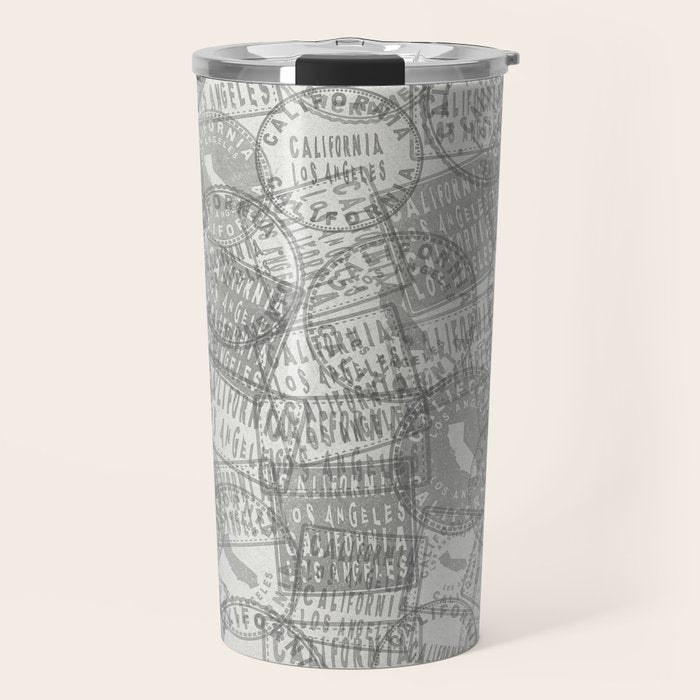 Vintage Los Angeles California Travel Stamp Pattern Travel Mug Gallery Image 1