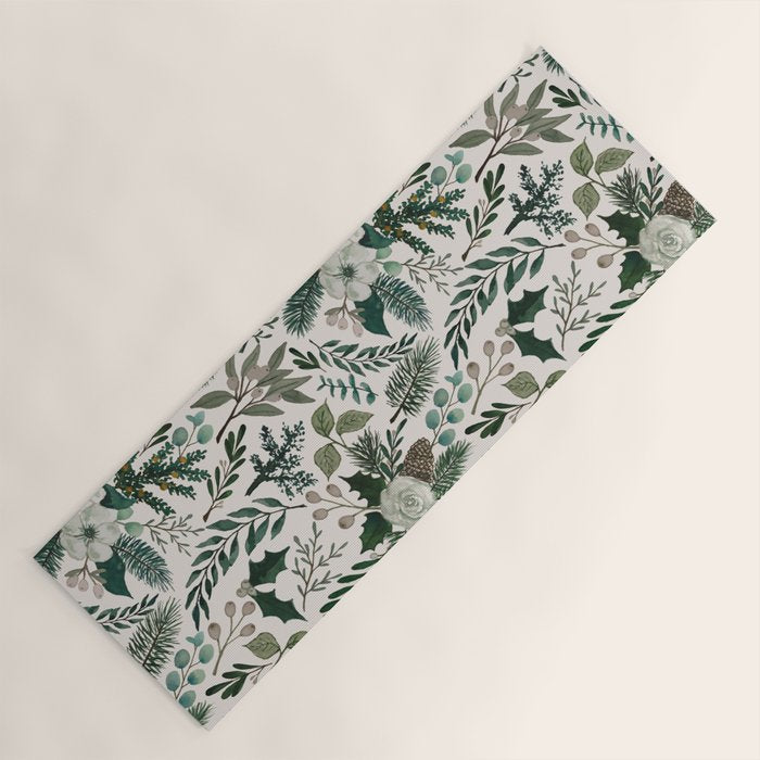 Winter Floral Pattern Yoga Mat Gallery Image 1