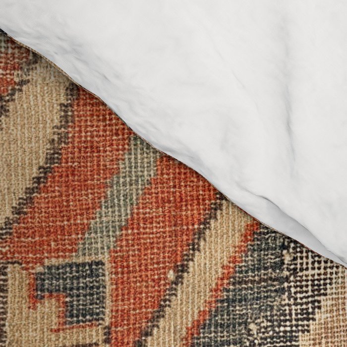 Geometric Leaves II // 18th Century Distressed Red Blue Green Colorful Ornate Accent Rug Pattern Comforter Gallery Image 4