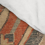 Geometric Leaves II // 18th Century Distressed Red Blue Green Colorful Ornate Accent Rug Pattern Comforter Gallery Image 4