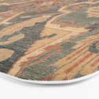 Geometric Leaves II // 18th Century Distressed Red Blue Green Colorful Ornate Accent Rug Pattern Bath Mat Gallery Image 3