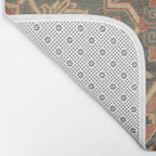 Geometric Leaves II // 18th Century Distressed Red Blue Green Colorful Ornate Accent Rug Pattern Bath Mat Gallery Image 2