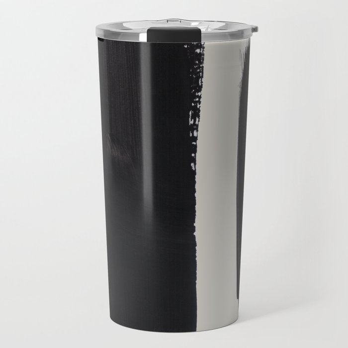 Mid Century Modern Minimalist Abstract Art Brush Strokes Black & White Ink Art Brush Strokes Travel Mug Gallery Image 1