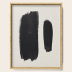Mid Century Modern Minimalist Abstract Art Brush Strokes Black & White Ink Art Brush Strokes Serving Tray Gallery Image 1