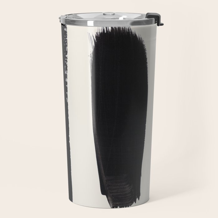 Mid Century Modern Minimalist Abstract Art Brush Strokes Black & White Ink Art Brush Strokes Travel Mug Gallery Image 2