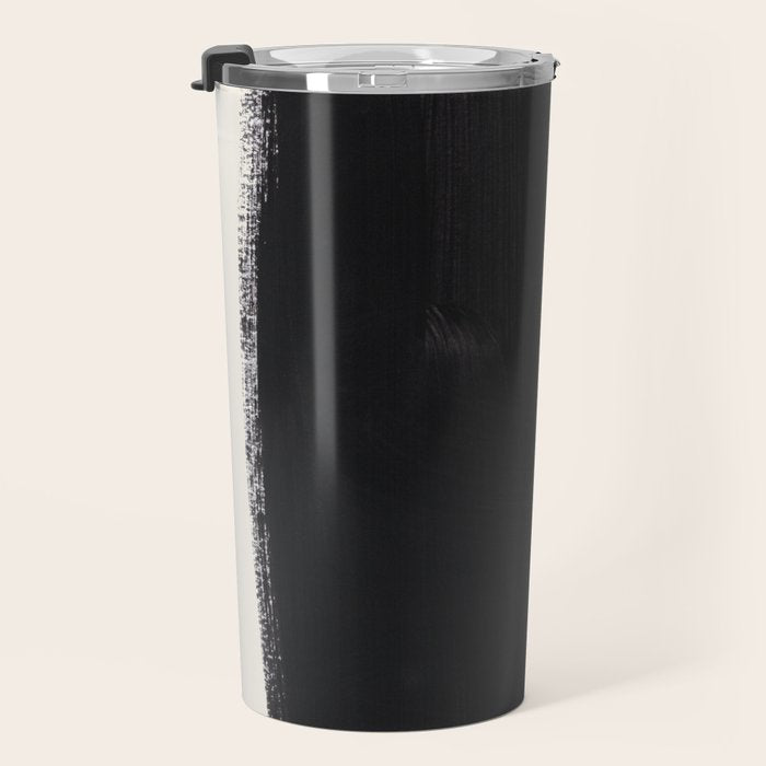 Mid Century Modern Minimalist Abstract Art Brush Strokes Black & White Ink Art Brush Strokes Travel Mug Gallery Image 3