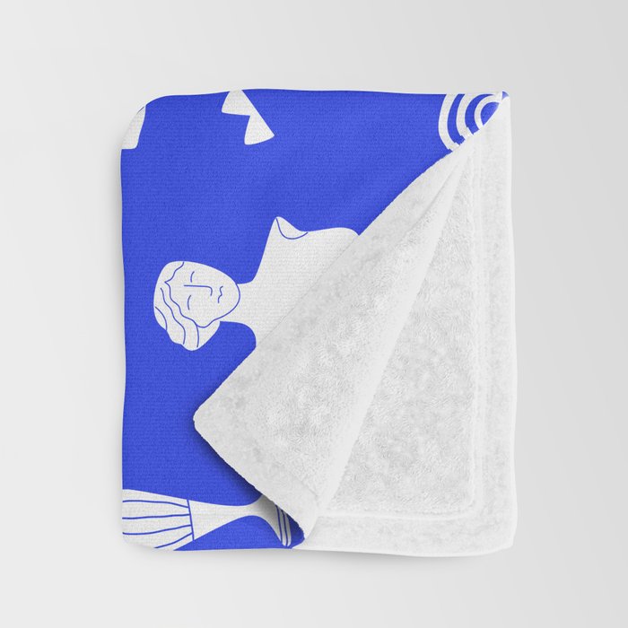 Blue ancient greek art statue pattern Throw Blanket Gallery Image 3