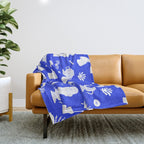 Blue ancient greek art statue pattern Throw Blanket Gallery Image 1