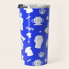 Blue ancient greek art statue pattern Travel Mug Gallery Image 3