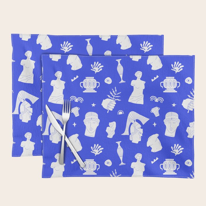 Blue ancient greek art statue pattern Placemat Gallery Image 1