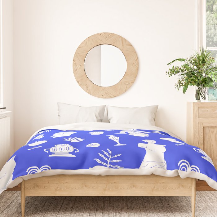 Blue ancient greek art statue pattern Duvet Cover Gallery Image 3