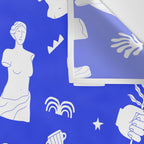Blue ancient greek art statue pattern Wall Tapestry Gallery Image 3