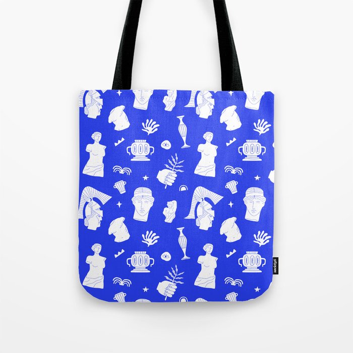 Blue ancient greek art statue pattern Tote Bag Gallery Image 1