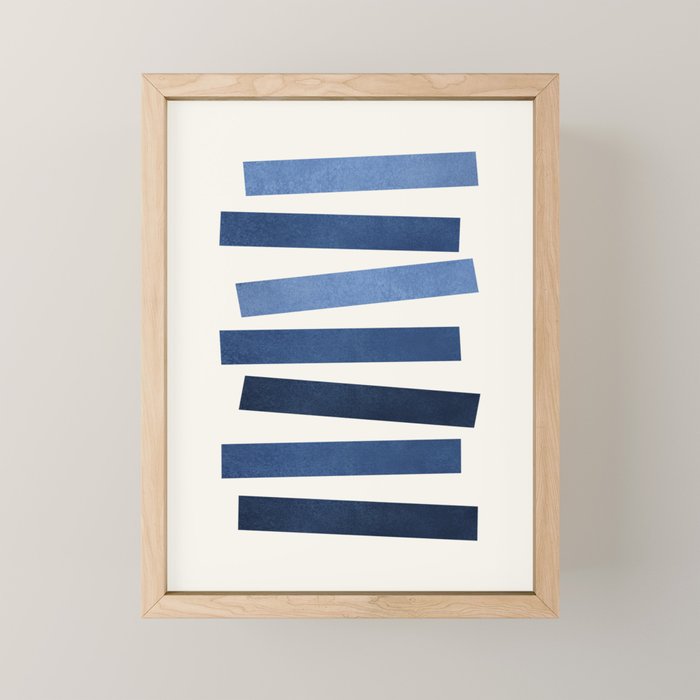 Blue shades Mid-century modern style Mini Art Print Gallery Image 1