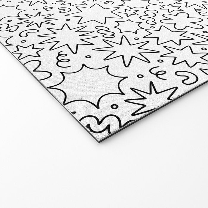 Fun black and white cartoon doodle art pattern Welcome Mat Gallery Image 2
