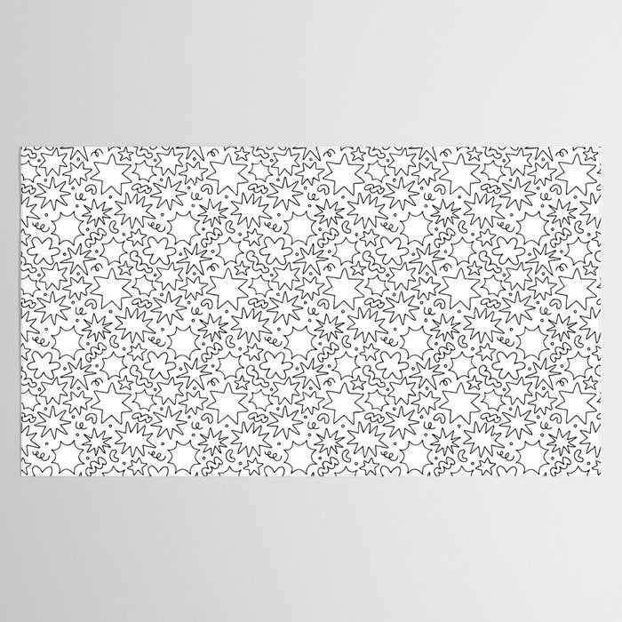 Fun black and white cartoon doodle art pattern Tablecloth Gallery Image 2